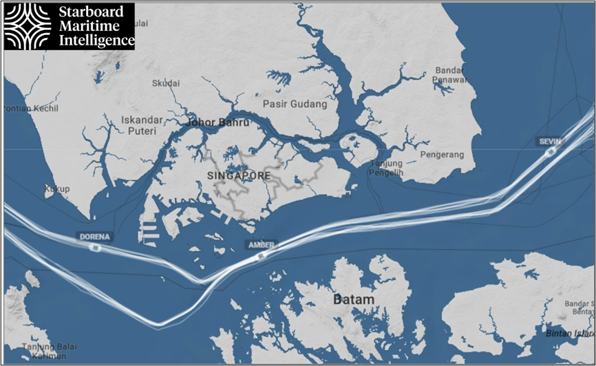 Map of NORA transiting the Persian Gulf on March 15