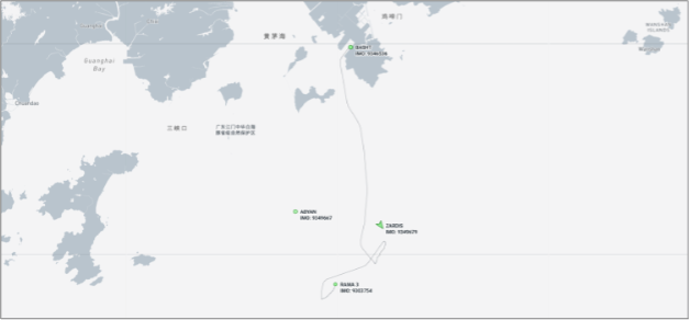 Iran-flagged container ships at Zhuhai, China, on July 9 (Credit: Marine Traffic)