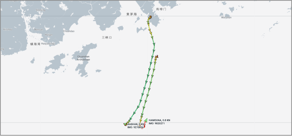 Iran-flagged vessels at Zhuhai on July 24 (Credit: Marine Traffic)