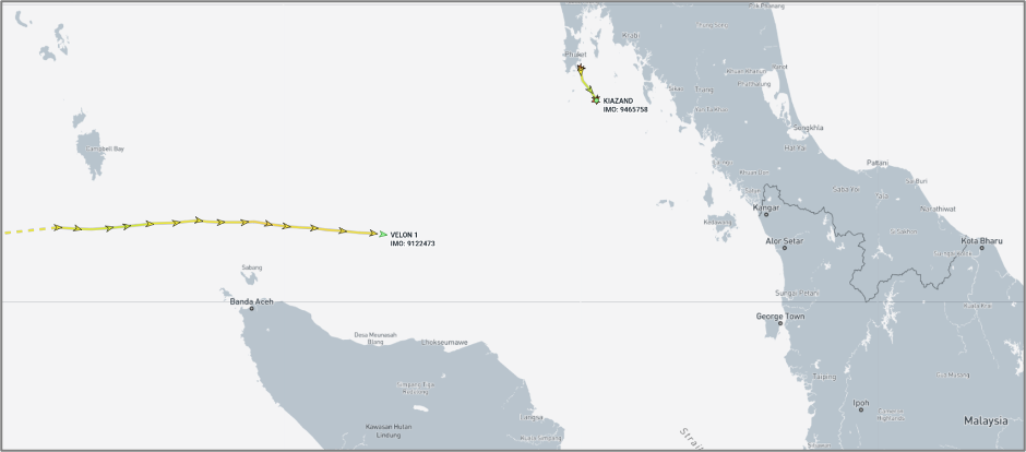 Iran-flagged container ship approaching the Malacca Strait on May 29 (Credit: Marine Traffic)