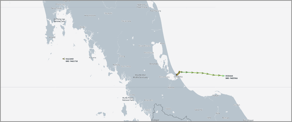 Iran-flagged container ships near Thailand on June 8 (Credit: Marine Traffic)