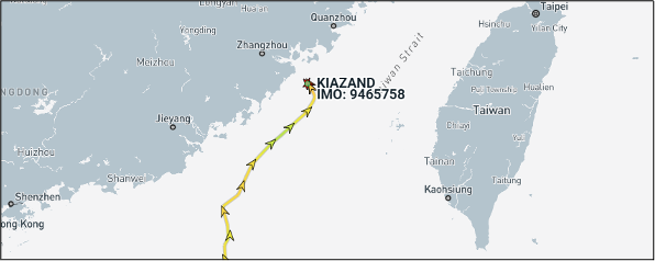 Iran flagged bulk carrier arrived at an anchorage outside Xiamen, China on April 22 (Credit: Marine Traffic)