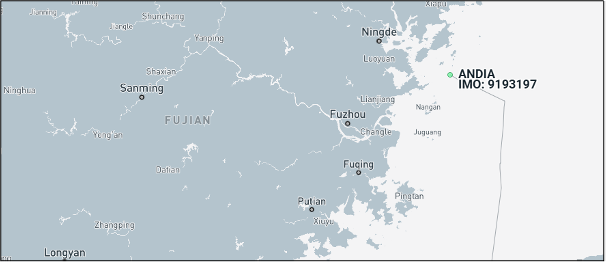 Iran flagged bulk carrier at anchor near Fuzhou, China on April 22 (Credit: Marine Traffic)