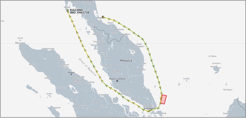 Iran flagged cargo ship in Gulf of Thailand on May 18 (Credit: Marine Traffic)