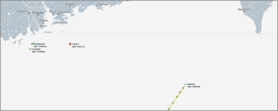 Iran-flagged cargo ships at the Malaysian EOPL on June 11(Credit: Marine Traffic)