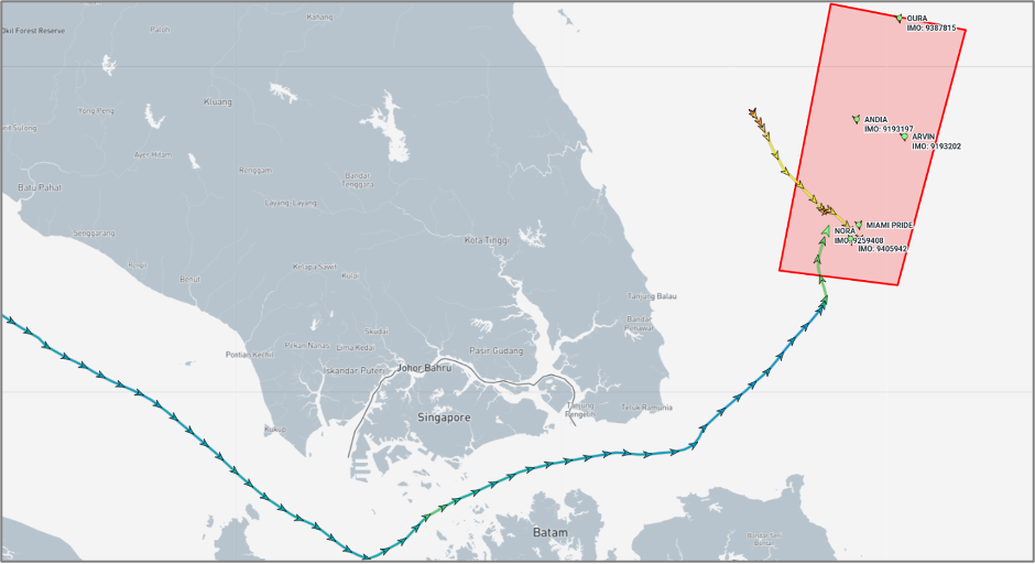 Iran-flagged cargo ships at the Malaysian EOPL on June 12 (Credit: Marine Traffic)