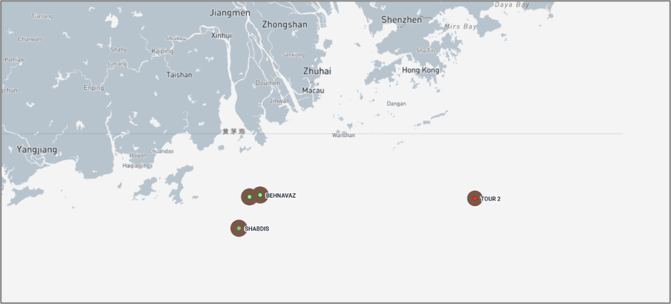 Iran-flagged ships at Zhuhai and Hong Kong, on June 12(Credit: Marine Traffic)