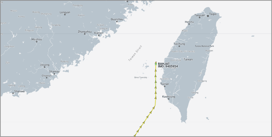 Iran-flagged ship near Taiwan on June 12 (Credit: Marine Traffic)