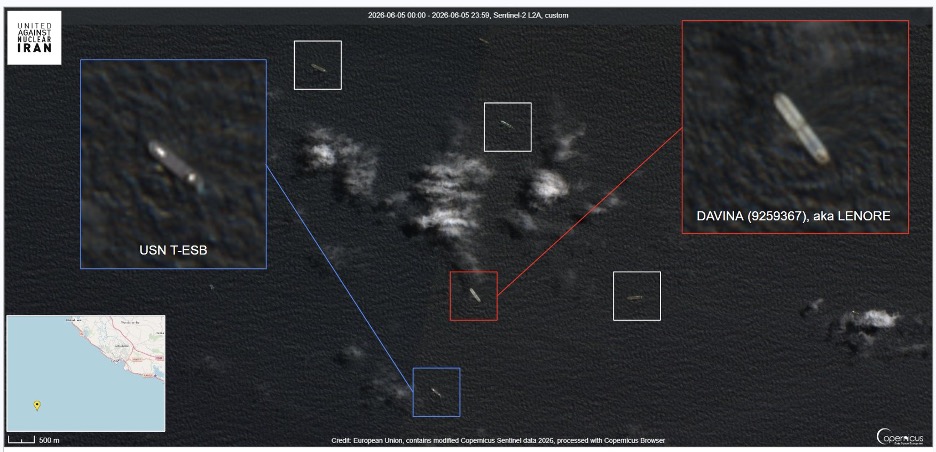 Satellite imagery of U.S. interdiction of DAVINA on June 5 (Credit: ESA Copernicus)