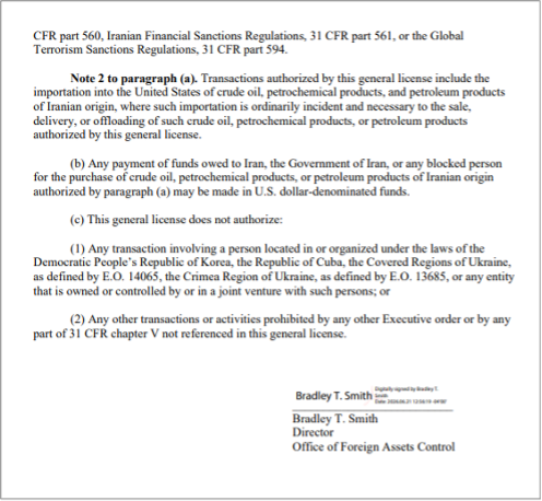 OFAC General License X (Credit: Department of Treasury)