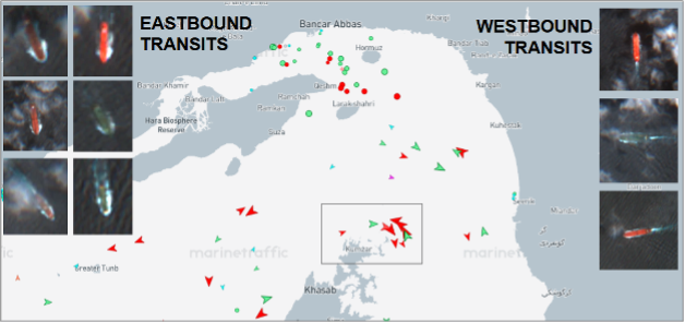 Strait of Hormuz Transits on June 26 at 06:46 UTC (Credit: Marine Traffic)