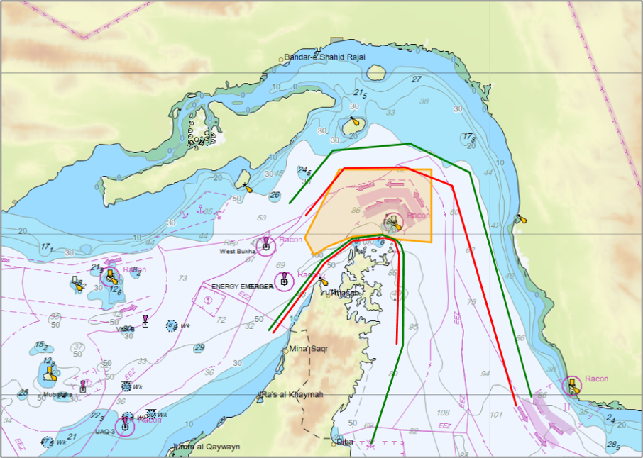 Mine Danger Area in the Strait of Hormuz