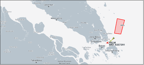 Iran flagged tanker transiting the Singapore Strait on April 29 (Credit: Marine Traffic)