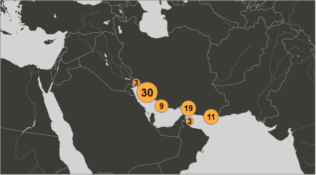 Map of Iranian oil laden tankers on June 17