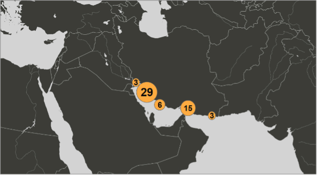 Map of Iranian oil laden tankers on June 22