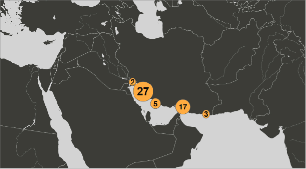 Map of Iranian oil laden tankers on June 25