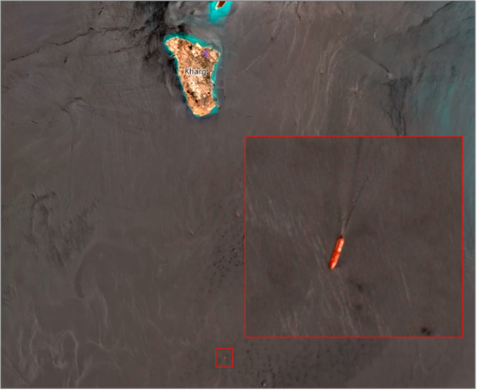 Tanker transiting the Persian Gulf laden with Iranian crude on July 17 (Credit: ESA Copernicus)