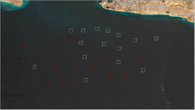 ran linked vessels anchored near Chabahar on June 2 (Credit: ESA Copernicus)