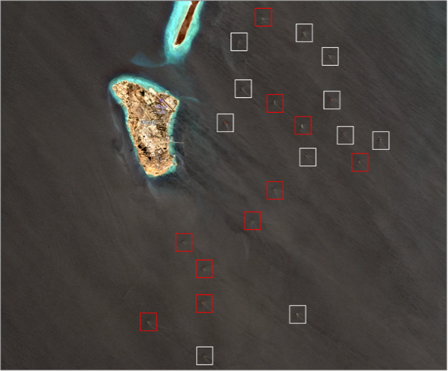 Tankers in the Kharg anchorage on July 10 (Credit: ESA Copernicus)