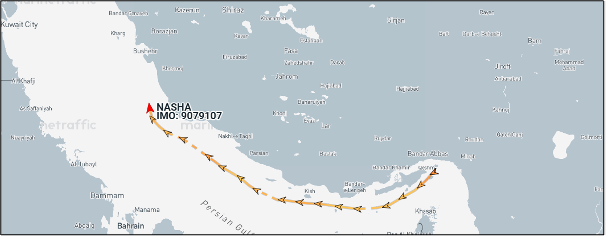Iran-flagged tanker transiting the Persian Gulf on April 24 (Credit: Marine Traffic)
