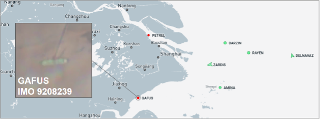 Tankers laden with Iranian cargoes near Shanghai, China on July 21