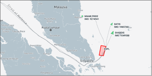 Iran flagged cargo ships transited the Singapore Strait on April 22 (Credit: Marine Traffic)