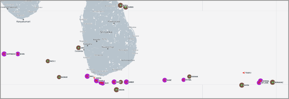 Iran flagged vessels near Sri Lanka on June 26 (Credit: Marine Traffic)