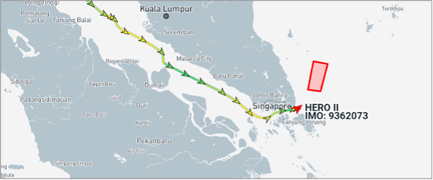 Iran-flagged tanker transiting the Singapore Strait on June 29 (Credit: Marine Traffic)