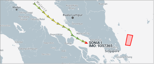 Iran-flagged tanker transiting the Singapore Strait on June 30 (Credit: Marine Traffic)
