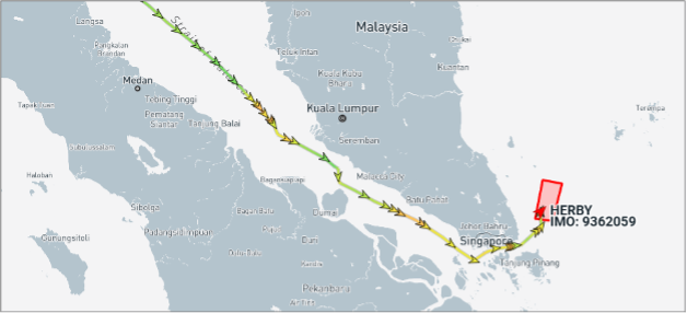 ran flagged tanker transiting the Singapore Strait on July 10 (Credit: Marine Traffic)
