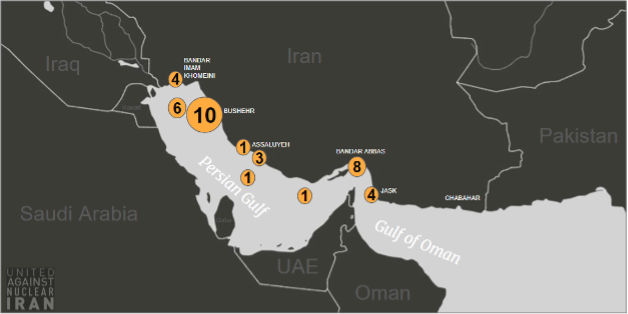 Positions of tankers laden with Iranian oil on July 13 (Credit: UANI)