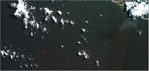 Iran linked tankers anchored near Galle, Sri Lanka on May 24 (Credit: ESA Copernicus)