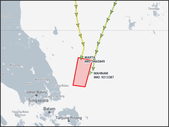 Iran flagged bulk carriers approaching the Singapore Strait on April 15 (Credit: Marine Traffic)