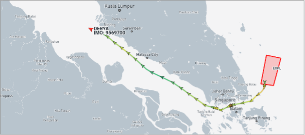 DERYA transited Southeast Asian sea lanes on May 18 (Credit: ESA Copernicus)