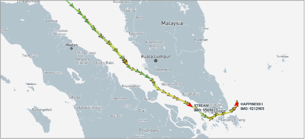Iran flagged tankers transiting the Singapore Strait on July 12 (Credit: Marine Traffic)