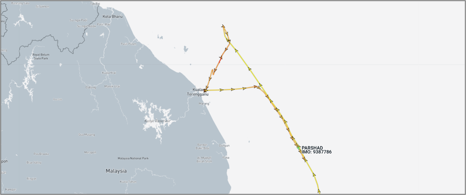 Iran-flagged vessels across the Indo-Pacific on July 15 (Credit: Marine Traffic)