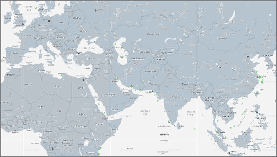 Iran-flagged cargo vessels across the Indo-Pacific on July 21 (Credit: Marine Traffic)