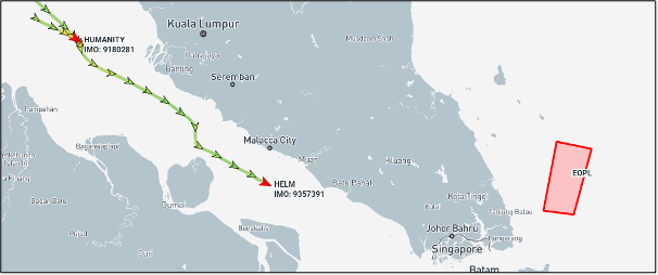 Iran flagged tankers transited the Malacca Strait on April 24 (Credit: Marine Traffic)