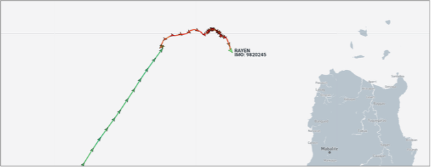 Iran-flagged container ship drifting in South China Sea on July 10 (Credit: Marine Traffic)