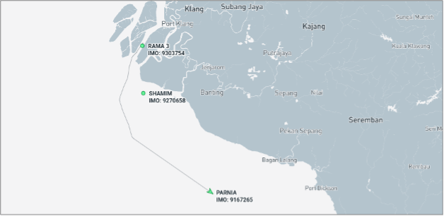Iran-flagged cargo ships at Port Klang, Malaysia, on June 30 (Credit: Marine Traffic)