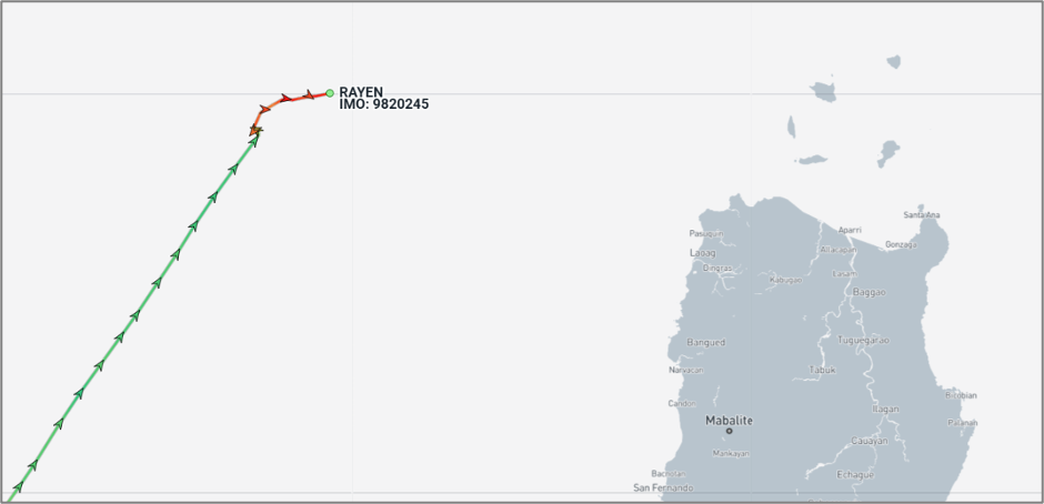 Iran-flagged container ship drifting in South China Sea, on July 7 (Credit: Marine Traffic)