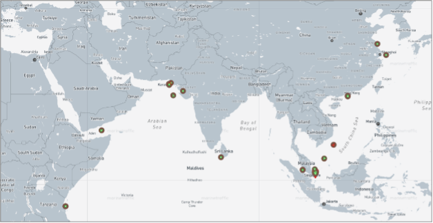 Iran flagged cargo vessels across the Indo-Pacific on May 15 (Credit: Marine Traffic)