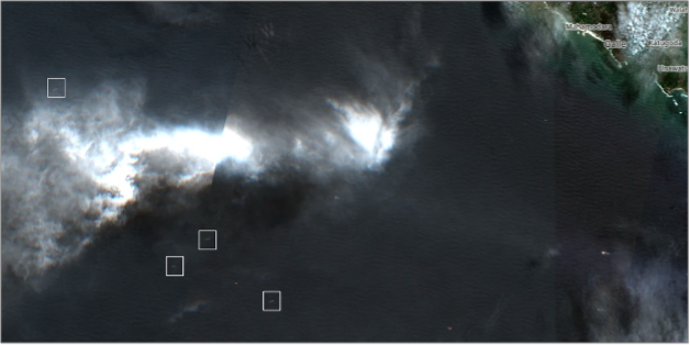 Iran-linked tankers near Galle, Sri Lanka on June 13 (Credit: ESA Copernicus)