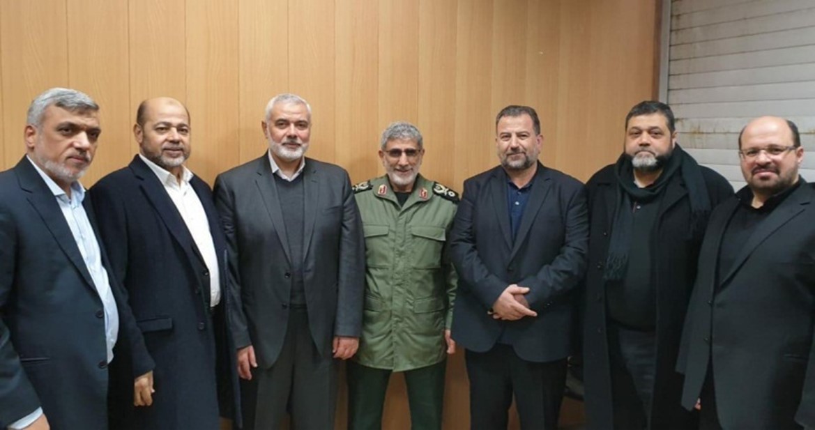 Photo of the Commander of the IRGC’s Quds Force Esmail Ghaani and Hamas Leadership