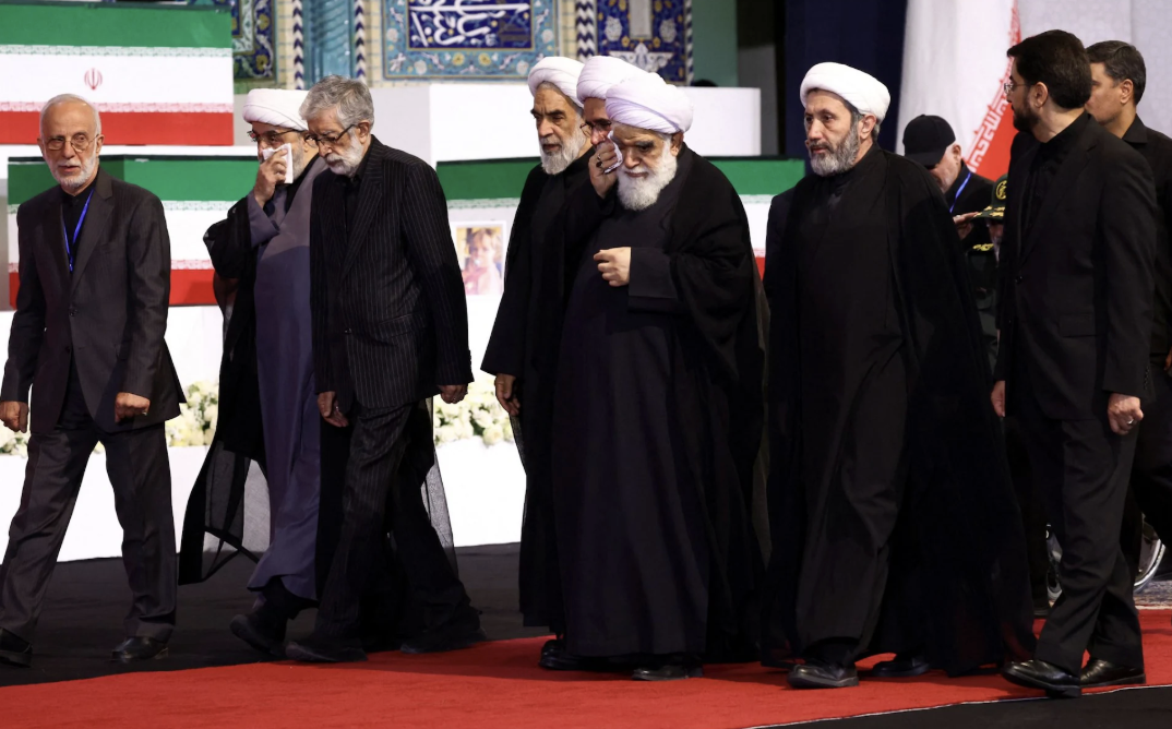 Senior regime figures attend a farewell ceremony for Iran’s late supreme leader Ayatollah Ali Khamenei