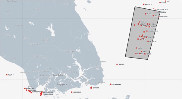 map of singapore strait march 20