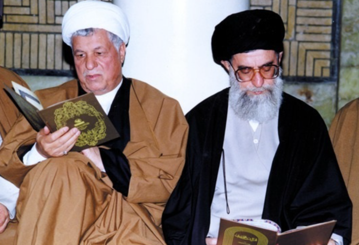 L-R) President Akbar Hashemi Rafsanjani and Supreme Leader Ali Khamenei. Source: Wikipedia Commons
