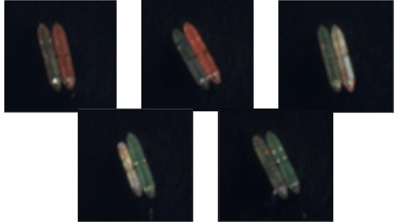 Satellite imagery of the five STS transfers taking place in the EOPL area on March 17