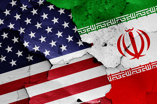 US-Iran flags