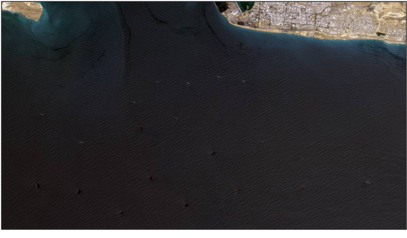 Iran flagged tankers near Chabahar Port, Iran on April 28 (Credit: EOS LANDSAT)